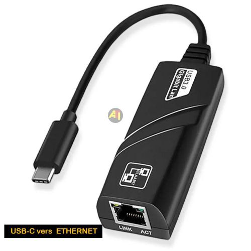 Adaptateur USB-C vers Ethernet, XRR USB Type C vers RJ45 LAN Ethernet /1000/100/10Mbps Réseau Gigabit Adapter pour Windows, Surface Book, XPS Plus
