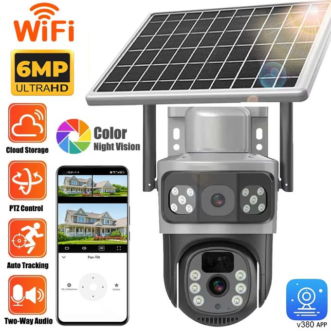Caméra De Sécurité Wifi 1080P, Vision Nocturne IP PTZ Extérieure, Trois écrans Vidéo surveillance