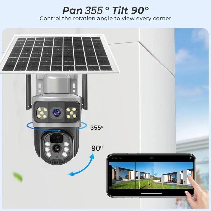 Caméra De Sécurité Wifi 1080P, Vision Nocturne IP PTZ Extérieure, Trois écrans Vidéo surveillance — photo 6