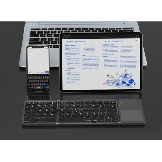  LM Clavier pliable sans fil Clavier portable fin avec pavé tactile pour Windows/Android/iOS Noir