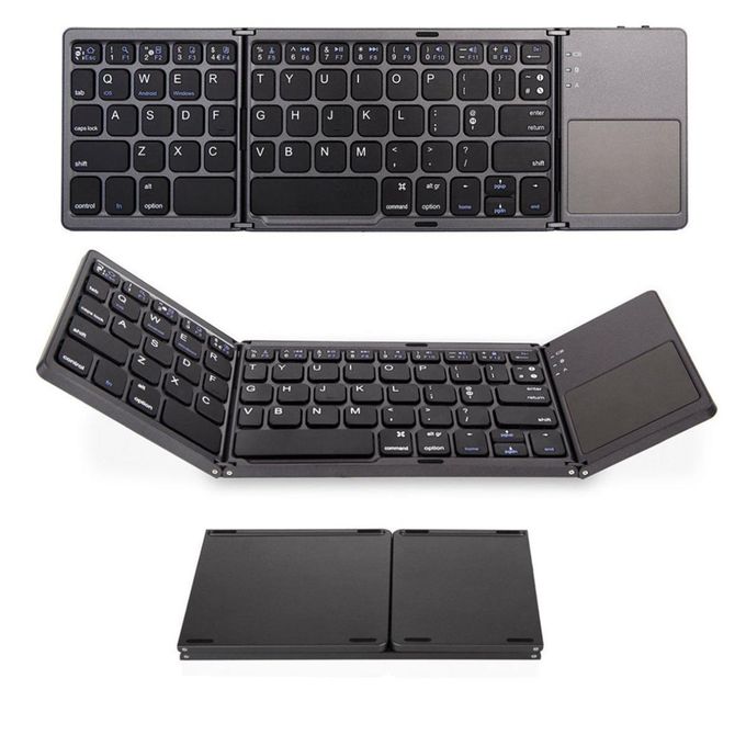  LM Clavier pliable sans fil Clavier portable fin avec pavé tactile pour Windows/Android/iOS Noir — photo 2