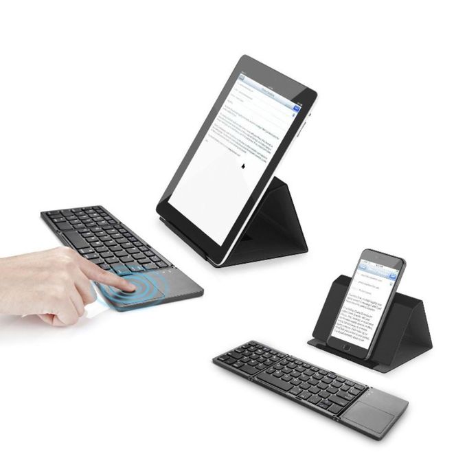  LM Clavier pliable sans fil Clavier portable fin avec pavé tactile pour Windows/Android/iOS Noir — photo 3