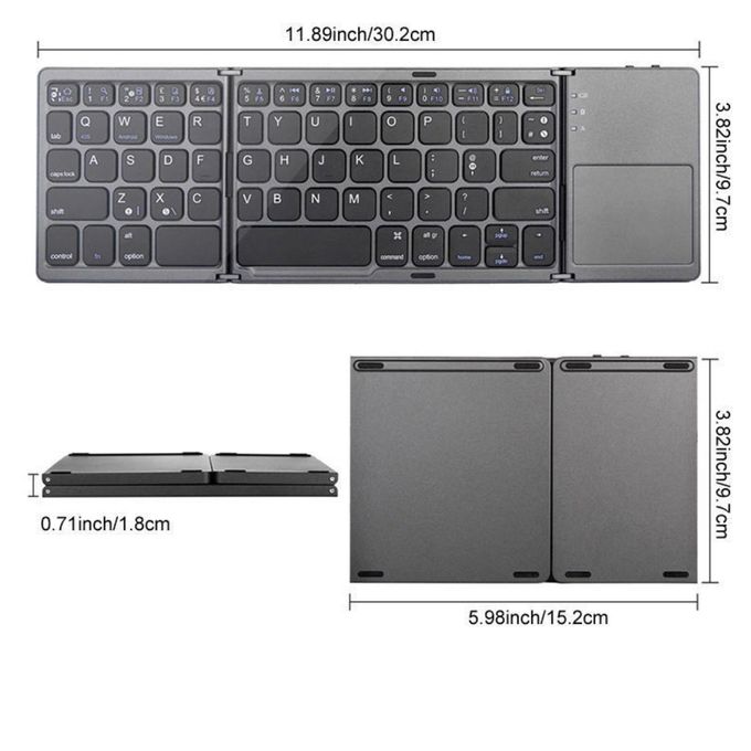  LM Clavier pliable sans fil Clavier portable fin avec pavé tactile pour Windows/Android/iOS Noir — photo 4
