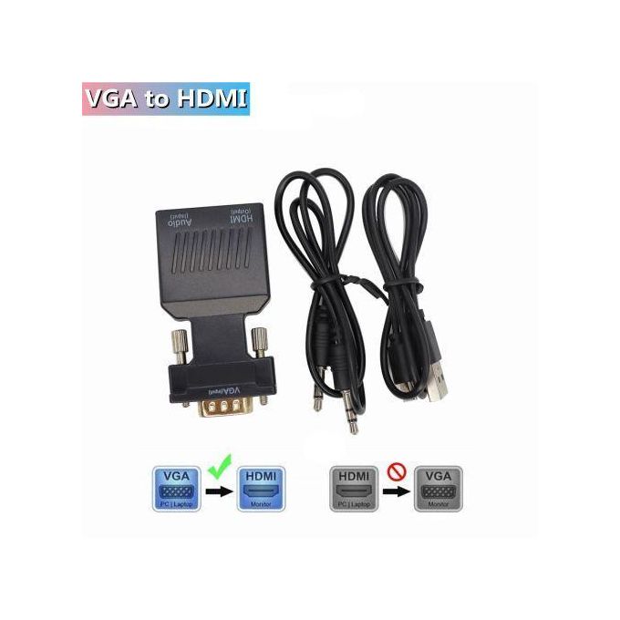 Adaptateur Convertisseur HD 1080P VGA Vers HDMI, Avec Audio Pour PC Portable Vers Projecteur HDTV