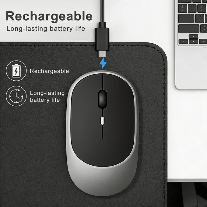 Bluetooth 5.0 & 2.4G souris sans fil mince silencieuse, souris silencieuse rechargeable pour ordinateur portable de bureau — photo 6