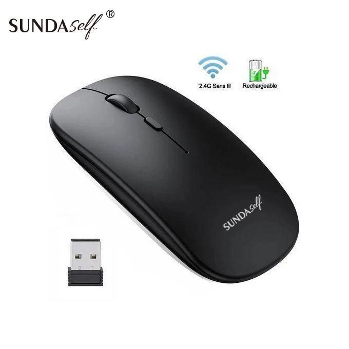 SUNDASELF Souris sans fil rechargeable 2.4G Bluetooth 2 modes - Noir — photo 2