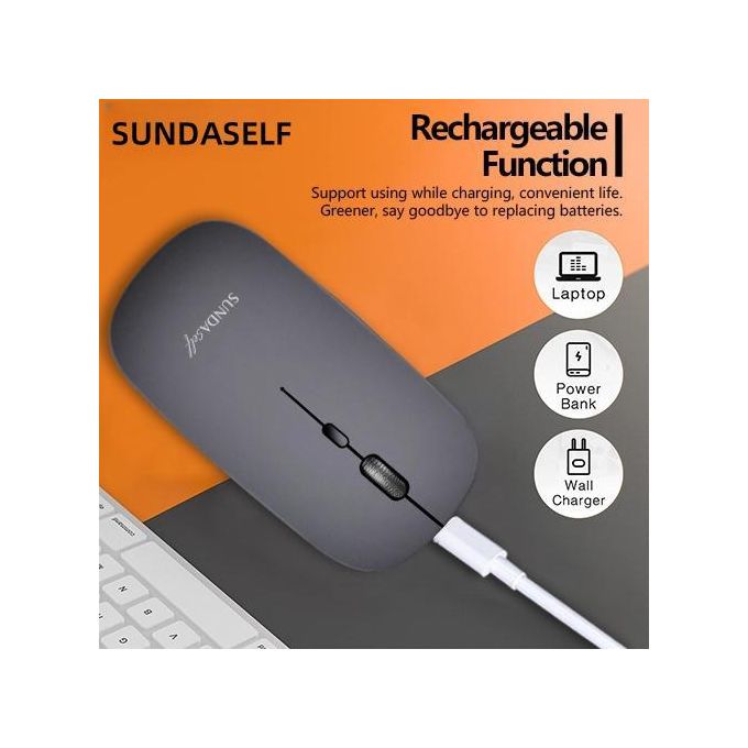 SUNDASELF Souris sans fil rechargeable 2.4G Bluetooth 2 modes - Noir — photo 4
