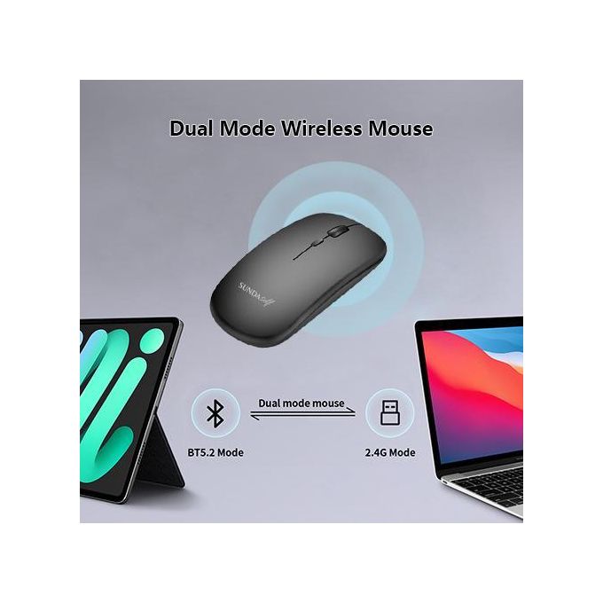 SUNDASELF Souris sans fil rechargeable 2.4G Bluetooth 2 modes - Noir — photo 5