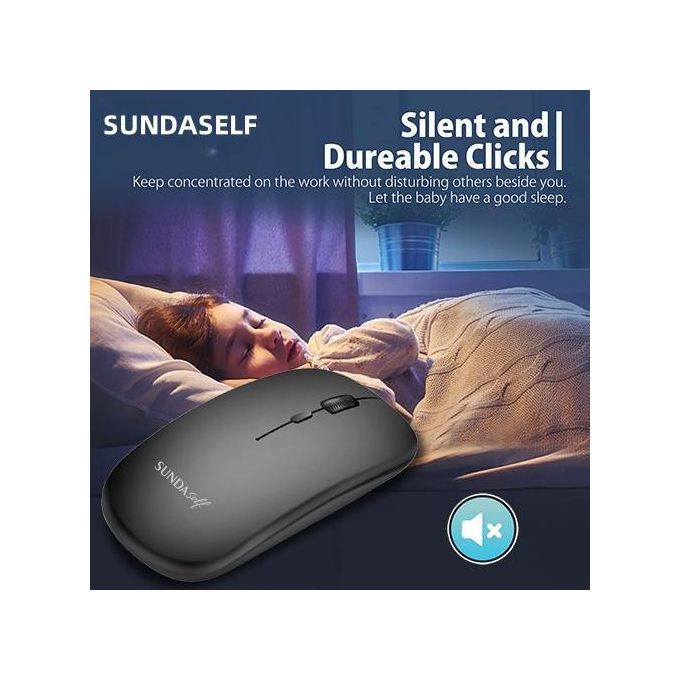 SUNDASELF Souris sans fil rechargeable 2.4G Bluetooth 2 modes - Noir — photo 6