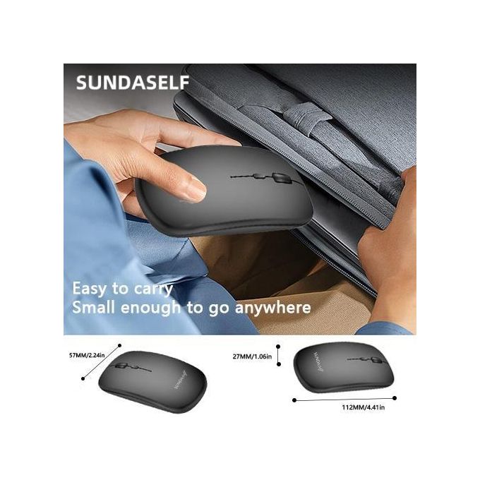 SUNDASELF Souris sans fil rechargeable 2.4G Bluetooth 2 modes - Noir — photo 7