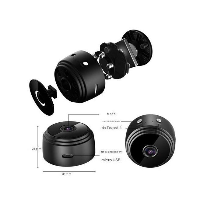 Caméra de sécurité cachée sans fil WiFi 1080P avec base magnétique