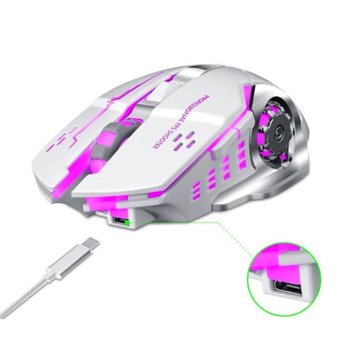 Professional Wireless Gaming Mouse 2.4G, Rechargeable (White), Color-Changing with 6 Buttons, DPI 800/1200/1600, for Gaming Laptop/PC/Desktop — photo 4