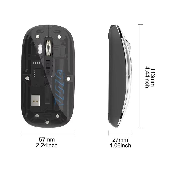 Transparent double mode souris sans fil 2.4g bluetooth souris rechargeable souris ergonomique silencieuse pour iPad portable tablette — photo 2