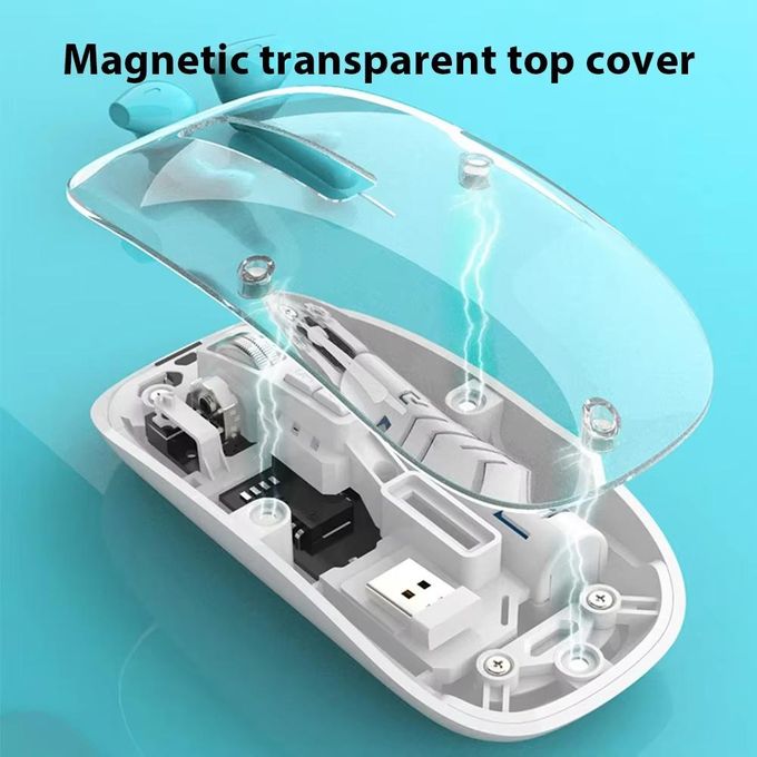 Transparent double mode souris sans fil 2.4g bluetooth souris rechargeable souris ergonomique silencieuse pour iPad portable tablette — photo 4
