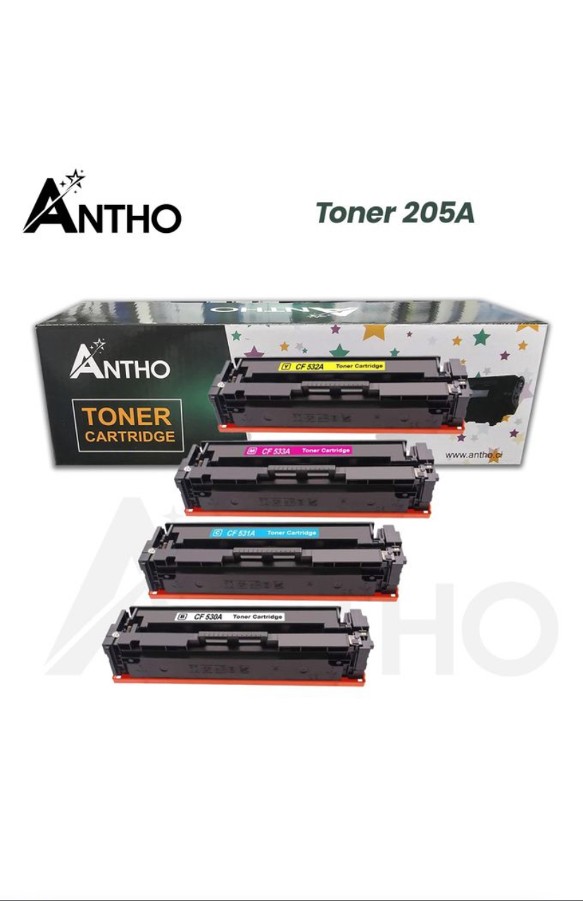 ANTHO Lot de toner compatible 205A - Ant - Noir - Bleu - Rouge - Jaune