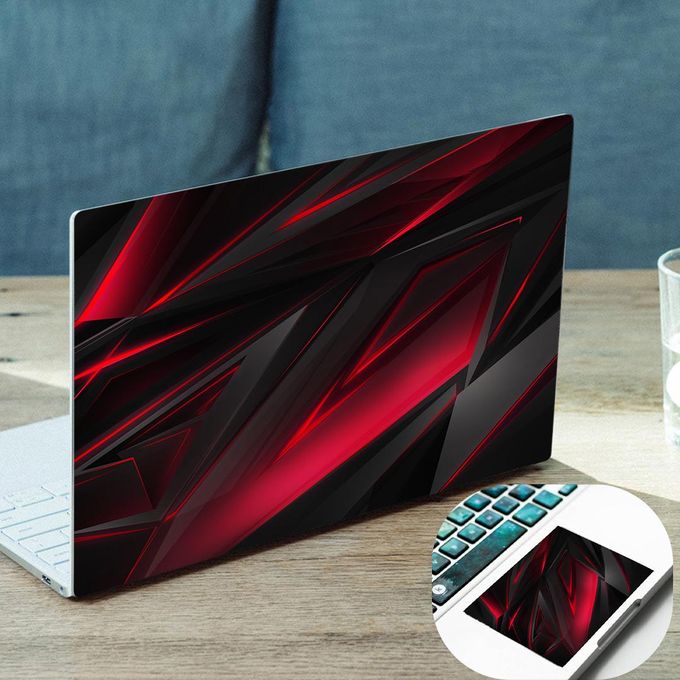 Autocollant pc portable motif rouge simple