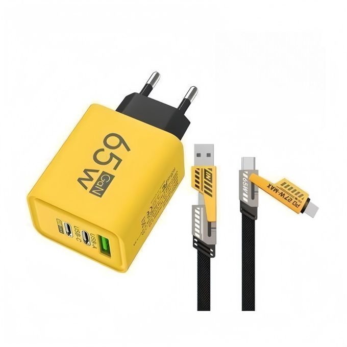 Chargeur Mural Rapide De Type C 65W + Câble Super Rapide 4 En 1 Pour Téléphones Portables IPad