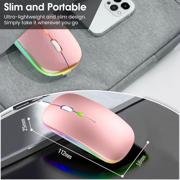 Souris Rechargeable LED Colorée 2.4G - Rose/Or — photo 3
