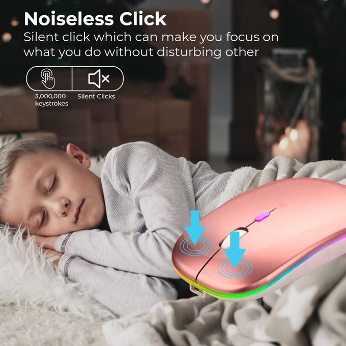 Souris Rechargeable LED Colorée 2.4G - Rose/Or — photo 4