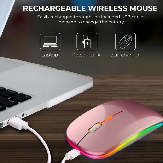Souris Rechargeable LED Colorée 2.4G - Rose/Or — photo 6