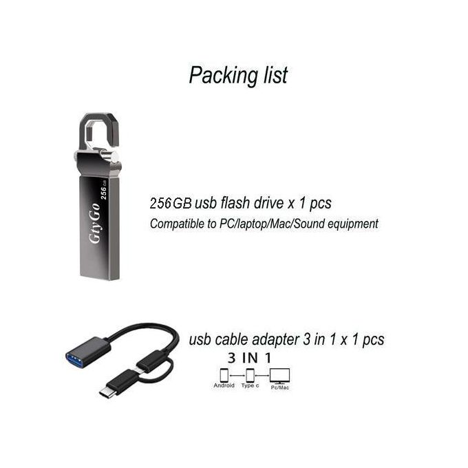 GtyGo Clé USB OTG 256 Go USB3.0 Adaptateur Type C 3 unités dans 1 ensemble — photo 2
