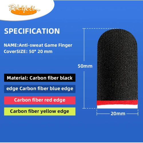 2 Pairs of Anti-Sweat Mobile Gaming Finger Sleeves – Carbon and Silver Fiber, Black — photo 2