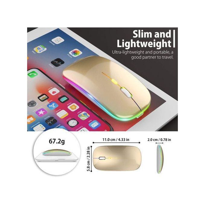 Souris Rechargeable LED Colorée 2.4G - Or — photo 3
